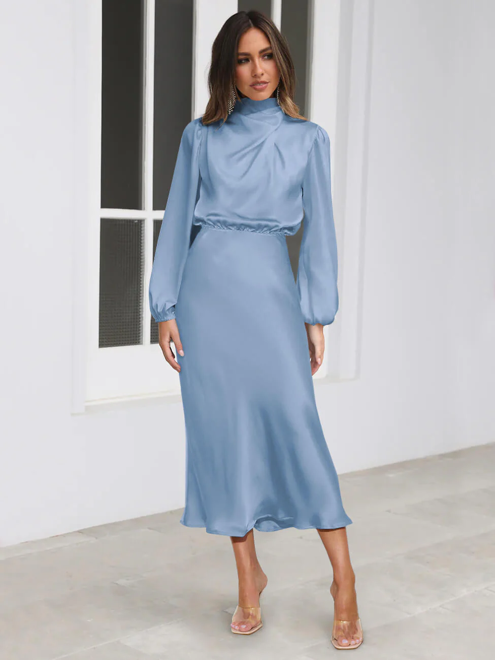 From The Source High Neck Bridal Maxi Dress - blue - Image 4