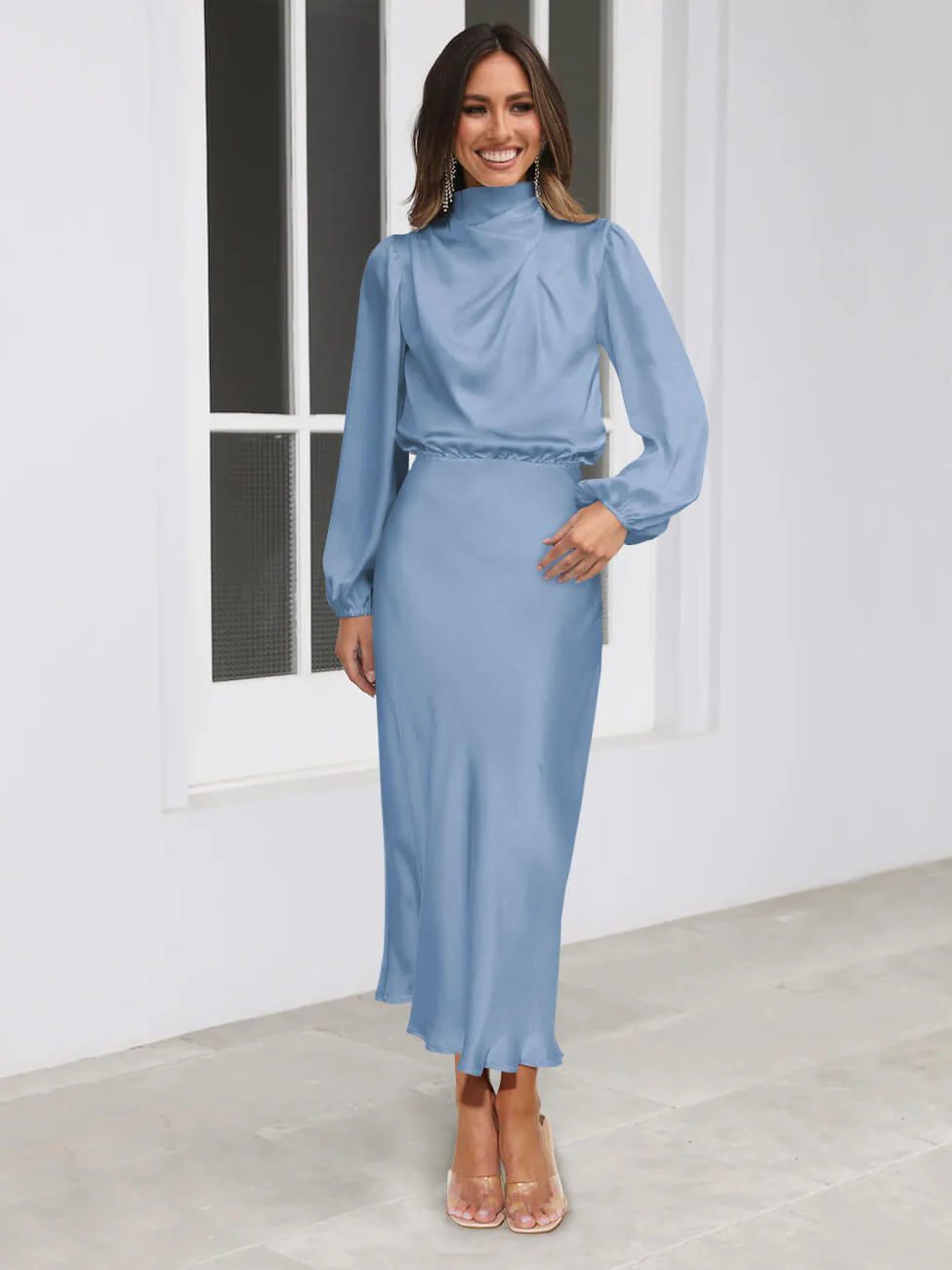 From The Source High Neck Bridal Maxi Dress - blue - Image 5