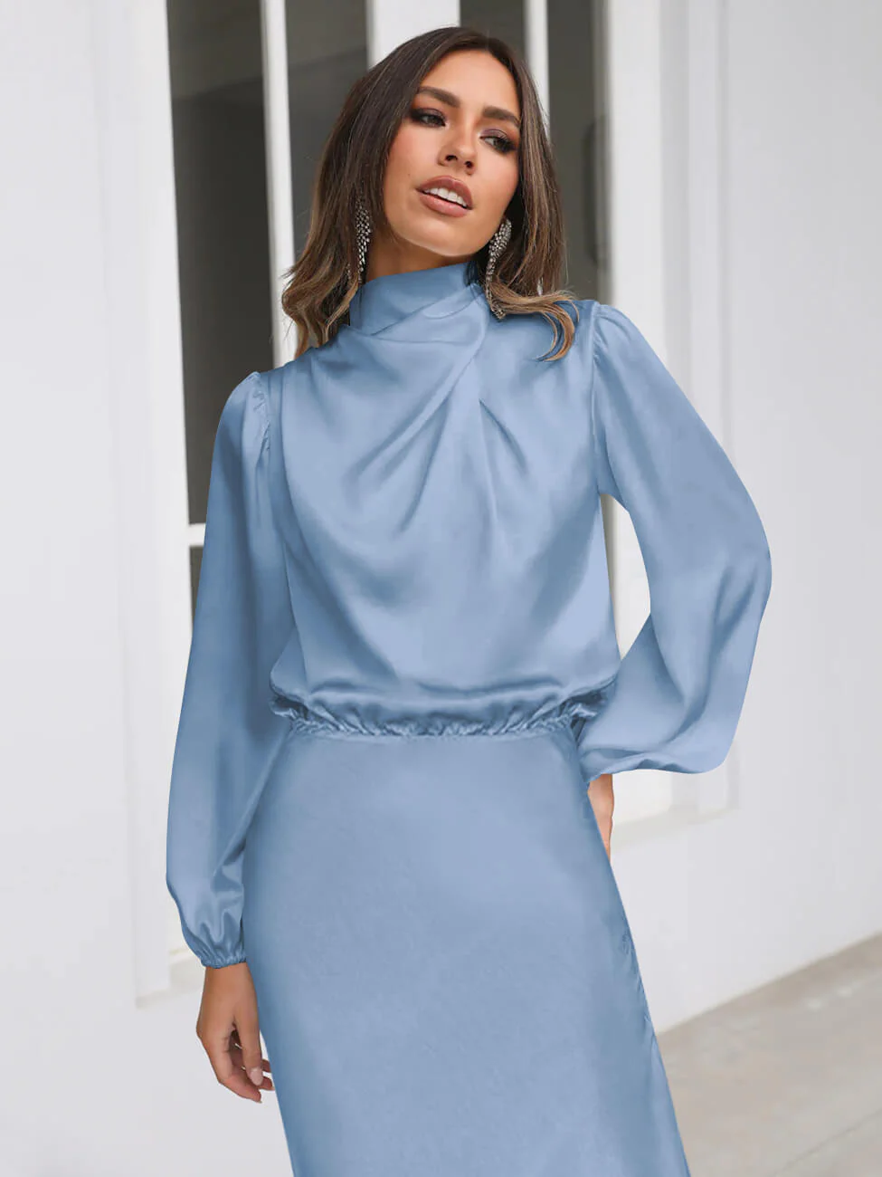 From The Source High Neck Bridal Maxi Dress - blue - Image 7