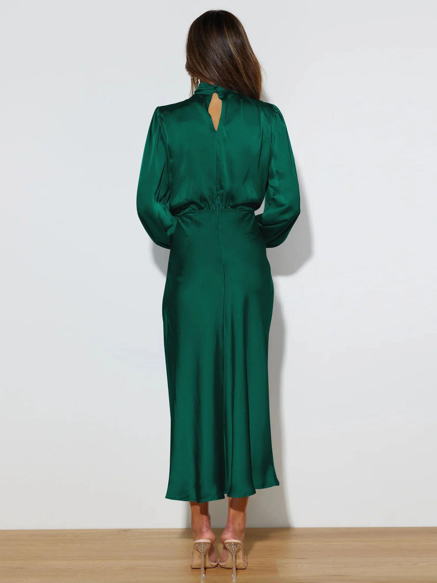 FROM THE SOURCE HIGH NECK BRIDAL MAXI DRESS - EMERALD - Image 3