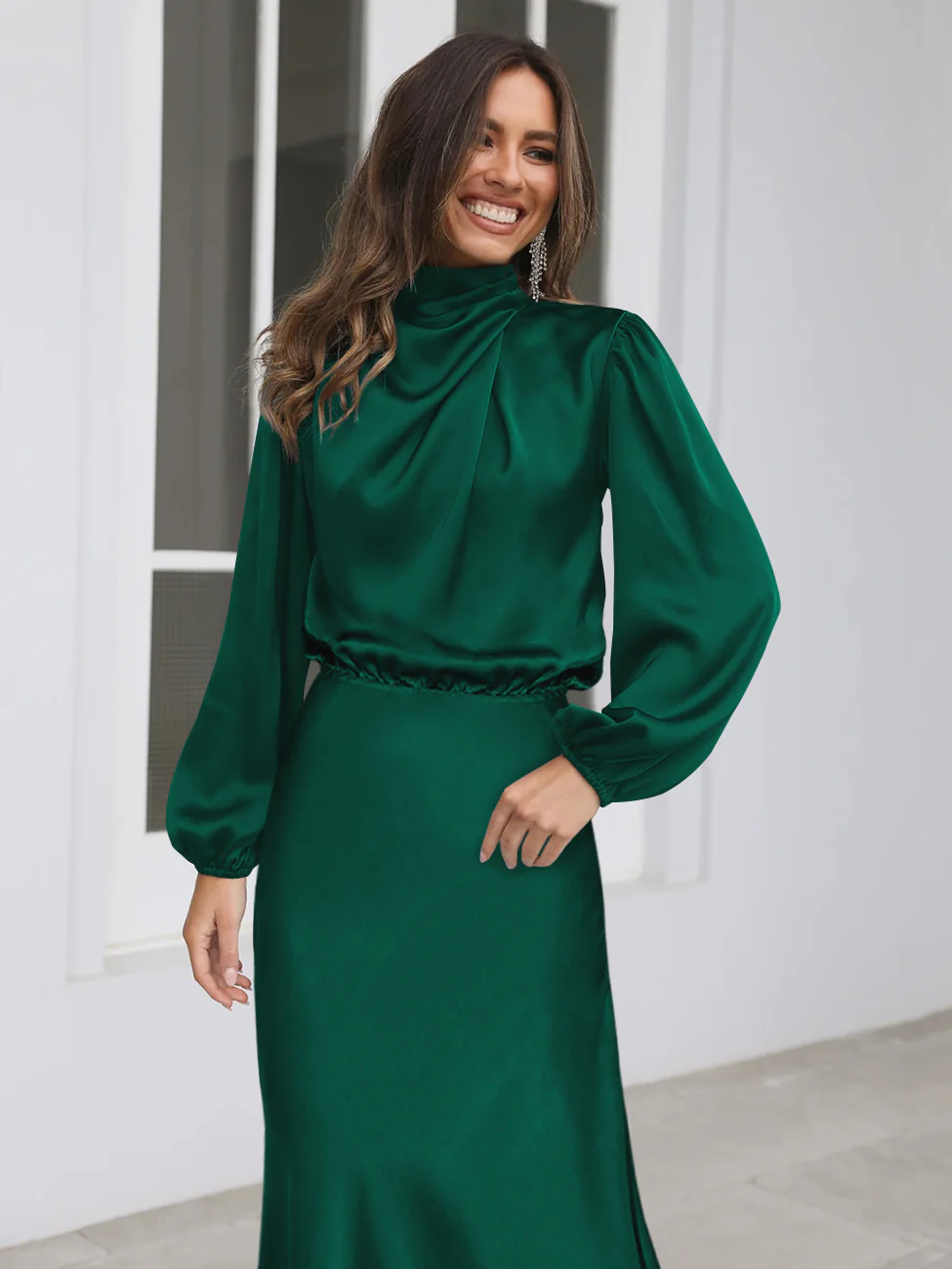 FROM THE SOURCE HIGH NECK BRIDAL MAXI DRESS - EMERALD - Image 4