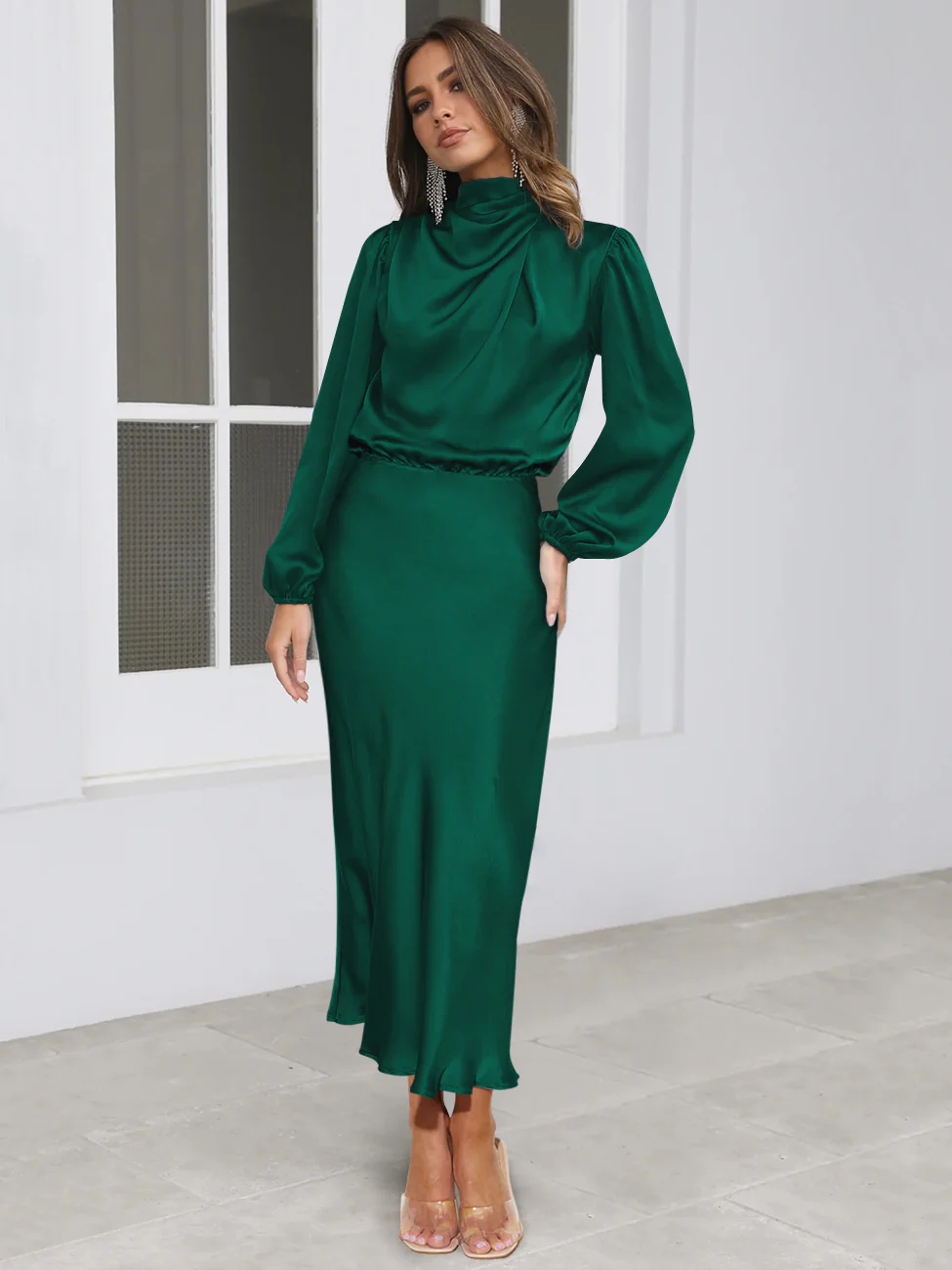 FROM THE SOURCE HIGH NECK BRIDAL MAXI DRESS - EMERALD - Image 5