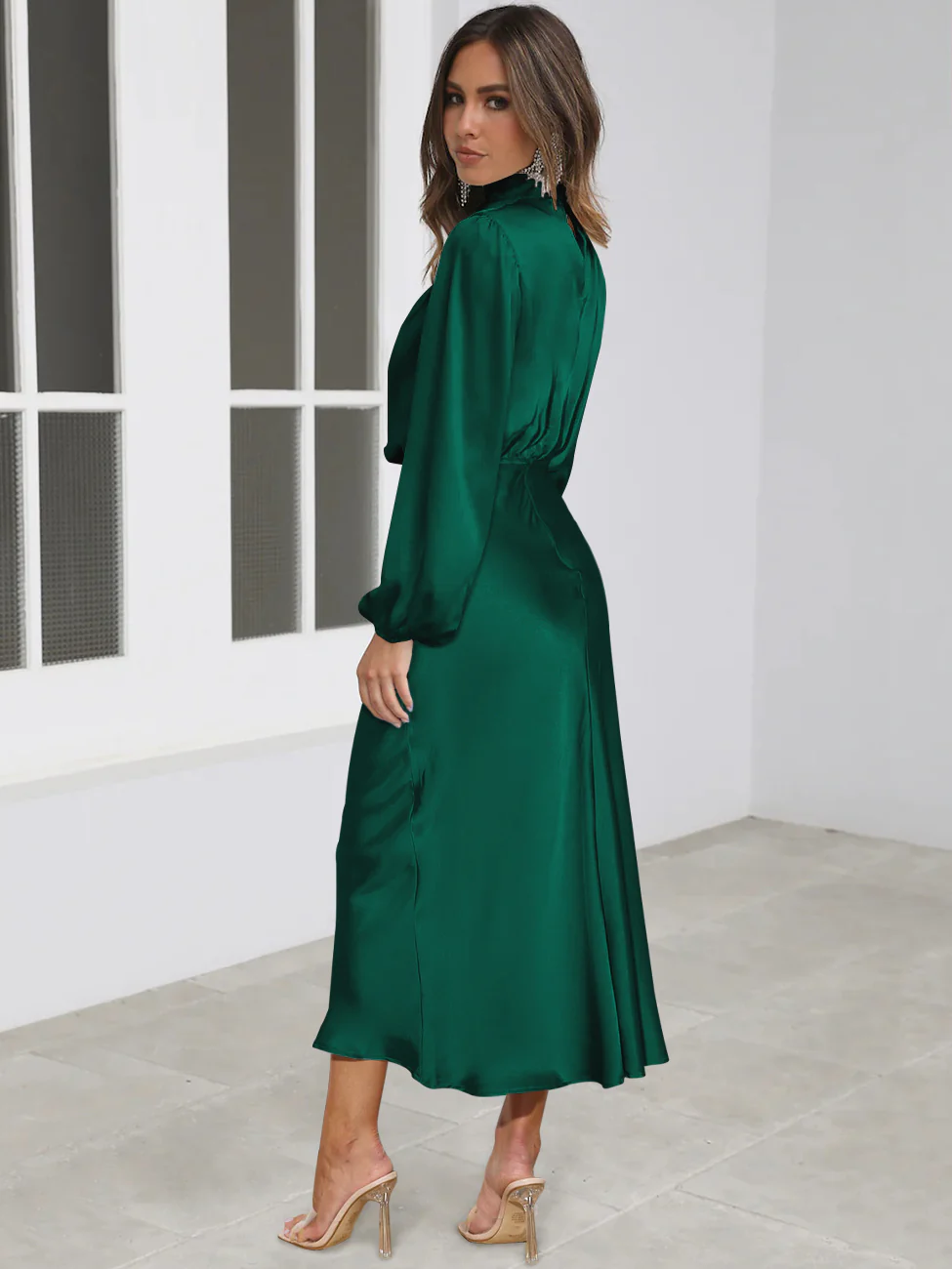 FROM THE SOURCE HIGH NECK BRIDAL MAXI DRESS - EMERALD - Image 6