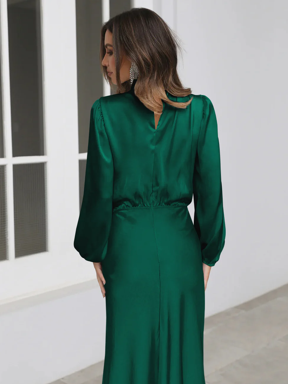 FROM THE SOURCE HIGH NECK BRIDAL MAXI DRESS - EMERALD - Image 7