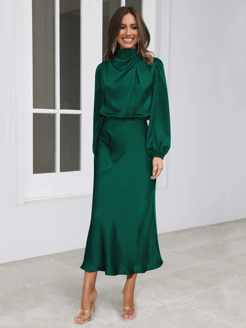FROM THE SOURCE HIGH NECK BRIDAL MAXI DRESS - EMERALD - Image 8