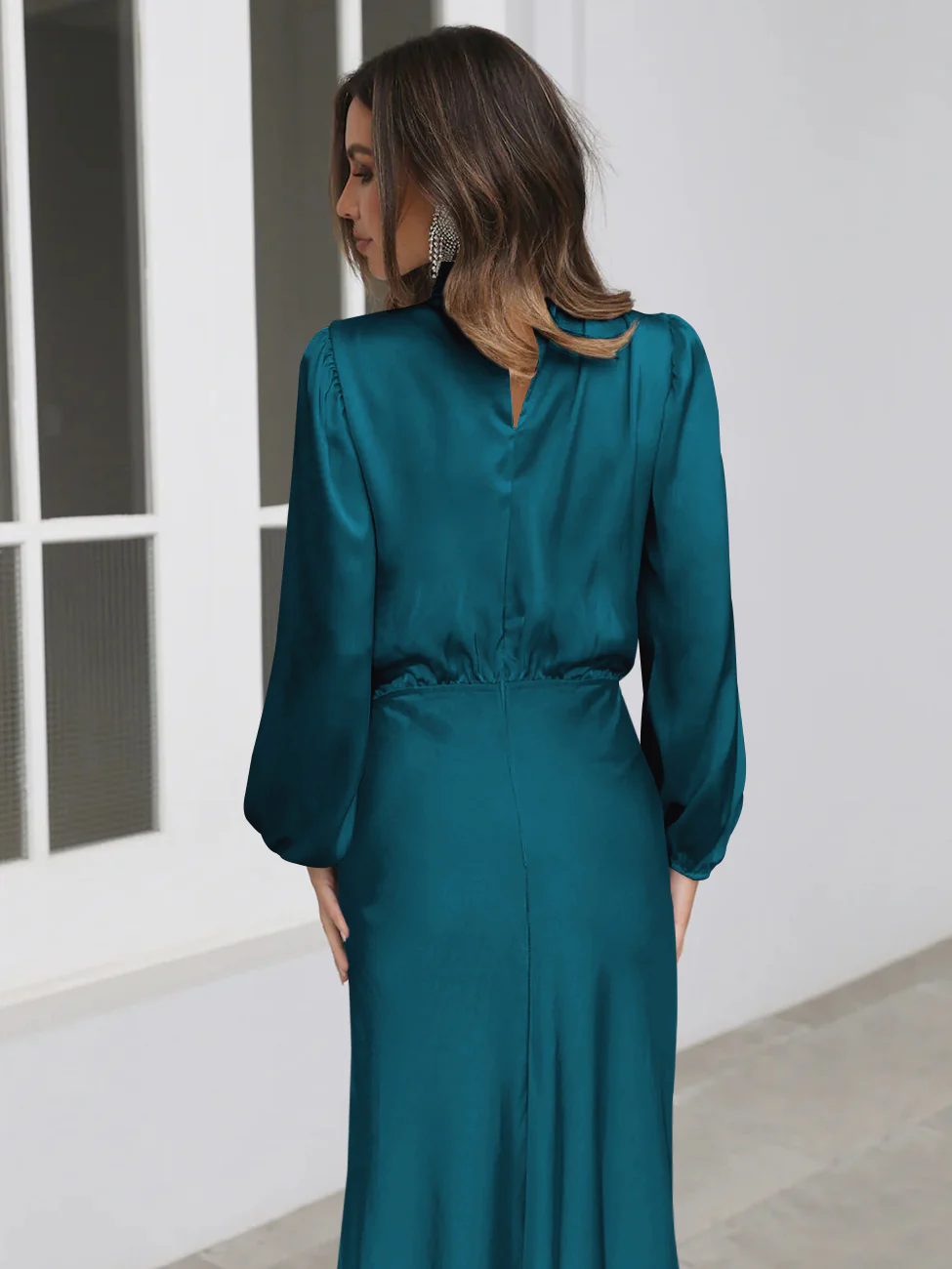 FROM THE SOURCE HIGH NECK BRIDAL MAXI DRESS - TEAL - Image 8
