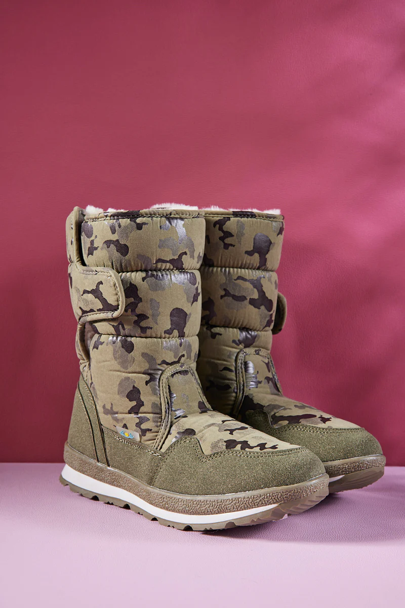 Frozen Princess | Alaska Camo Princess Water-Repellent Snow Boot - Olive - Image 7