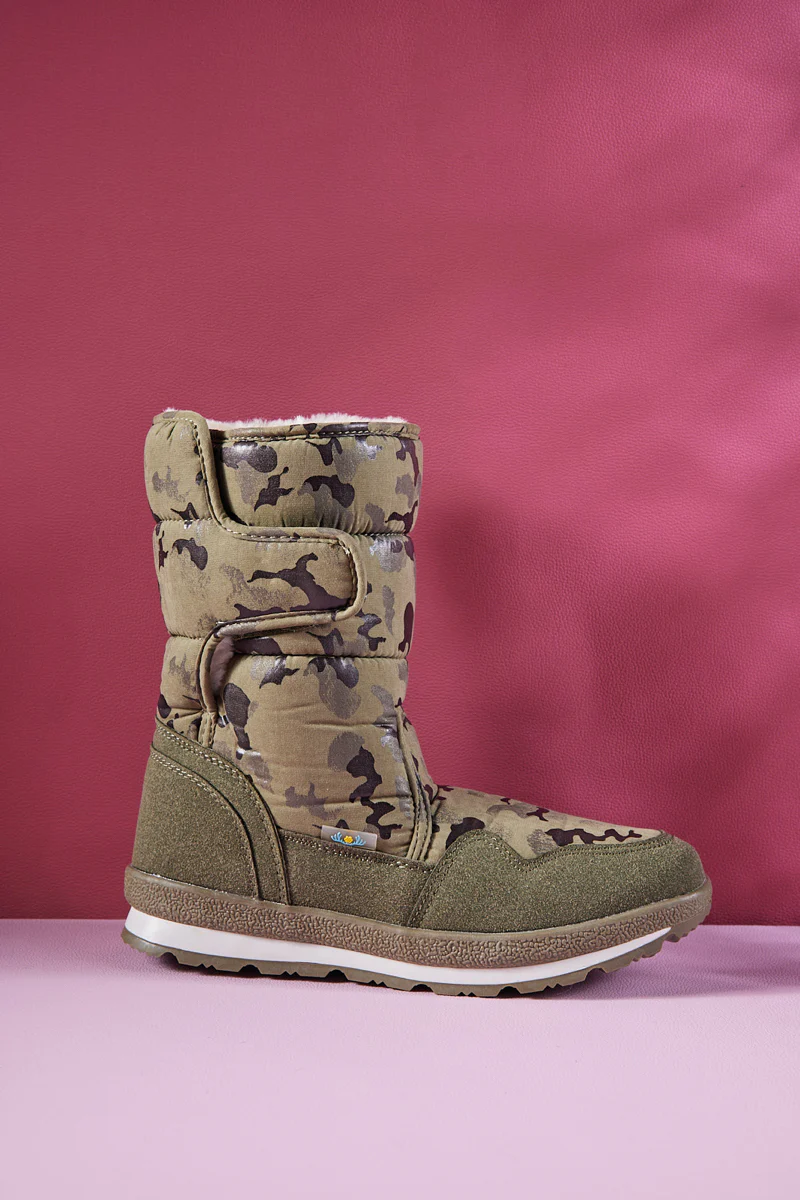 Frozen Princess | Alaska Camo Princess Water-Repellent Snow Boot - Olive - Image 9