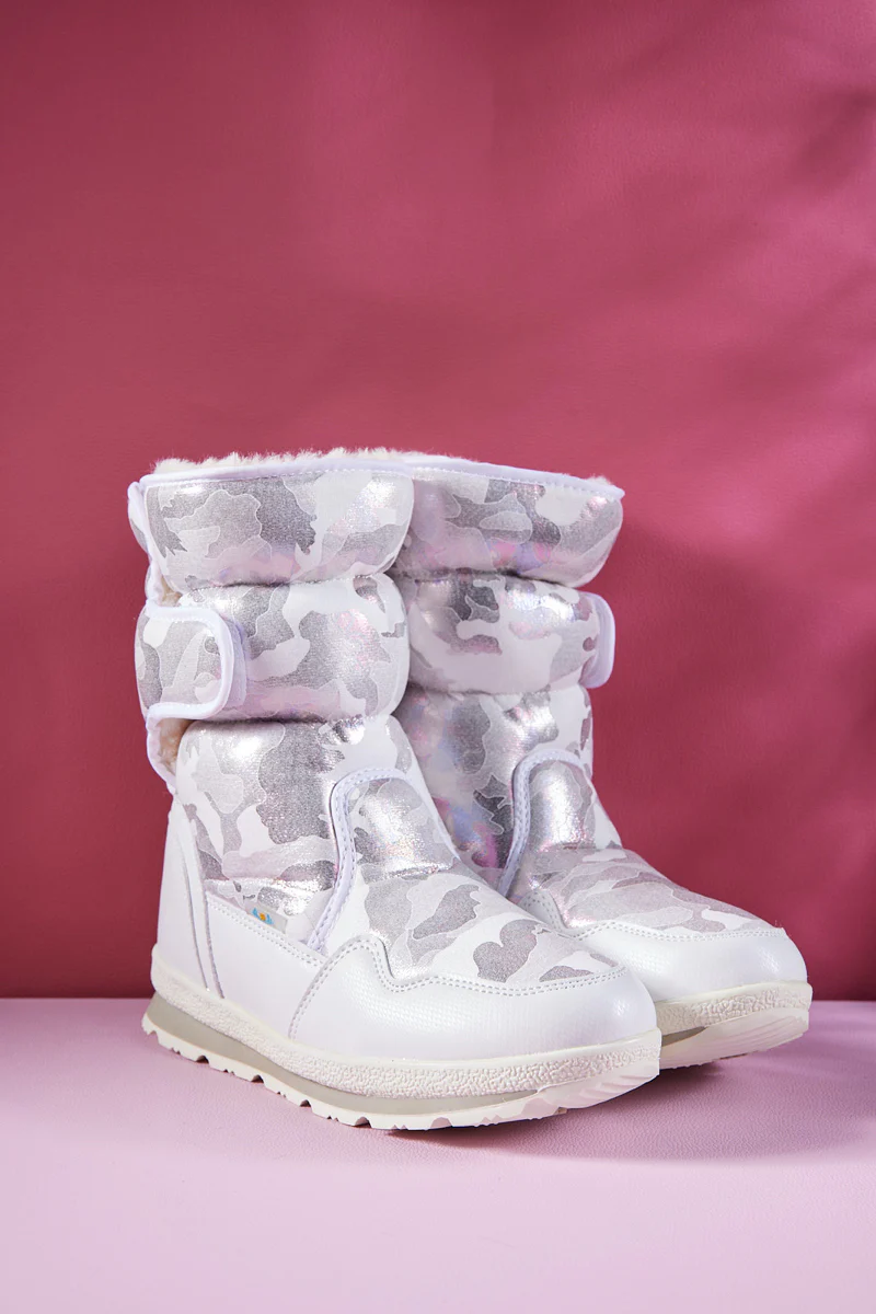 Frozen Princess | Alaska Camo Princess Water-Repellent Snow Boot - Silver - Image 7