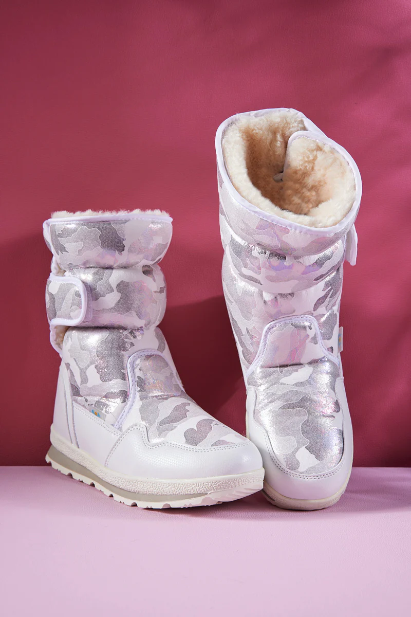 Frozen Princess | Alaska Camo Princess Water-Repellent Snow Boot - Silver - Image 8