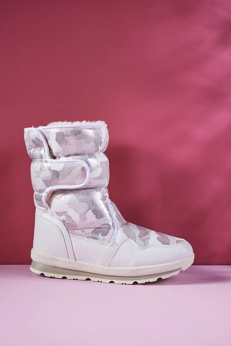 Frozen Princess | Alaska Camo Princess Water-Repellent Snow Boot - Silver - Image 9