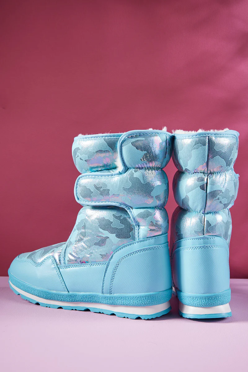 Frozen Princess | Alaska Camo Princess Water-Repellent Snow Boot - Turquoise - Image 10