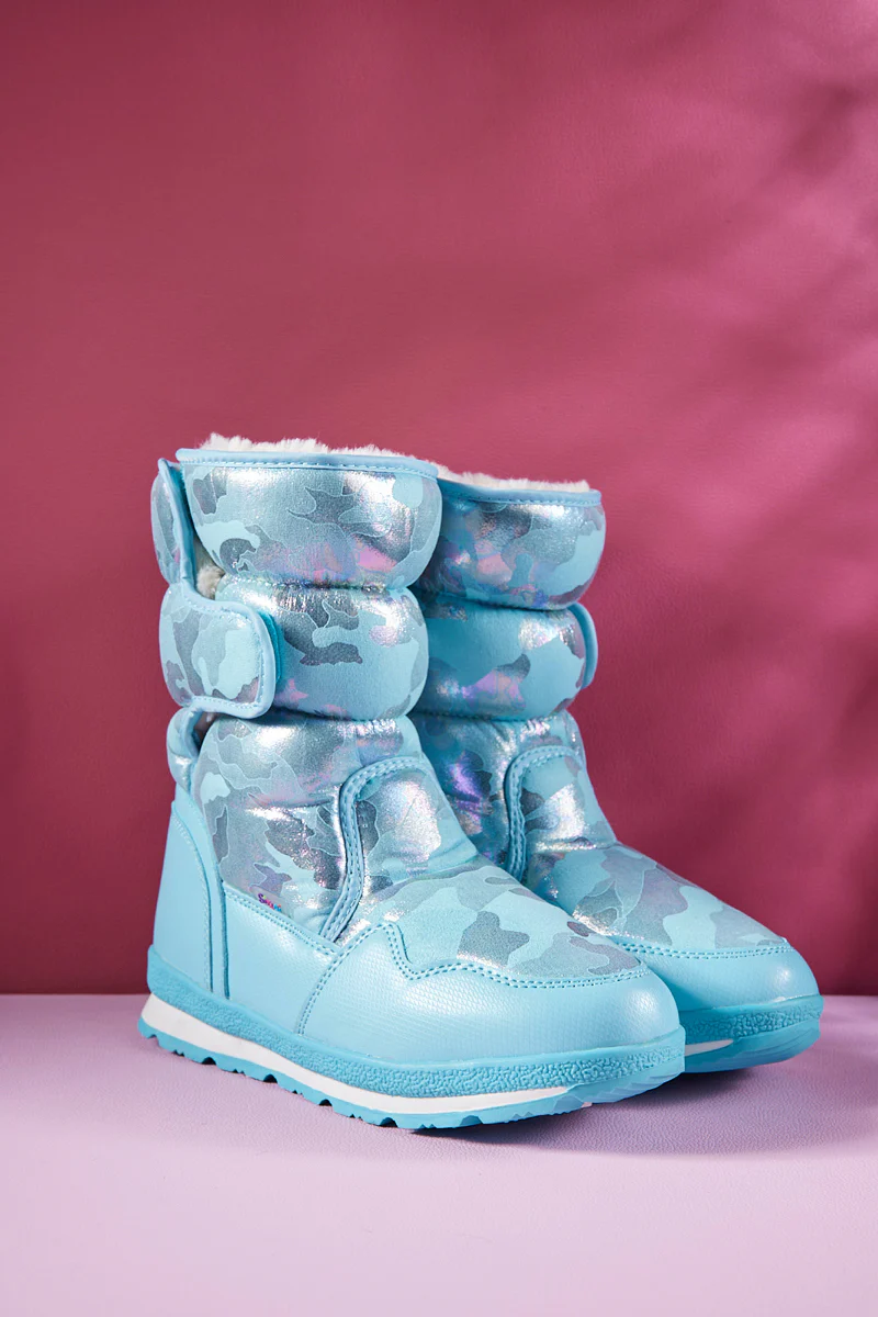 Frozen Princess | Alaska Camo Princess Water-Repellent Snow Boot - Turquoise - Image 7