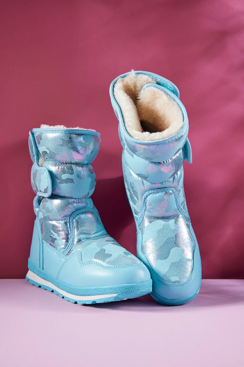 Frozen Princess | Alaska Camo Princess Water-Repellent Snow Boot - Turquoise - Image 8