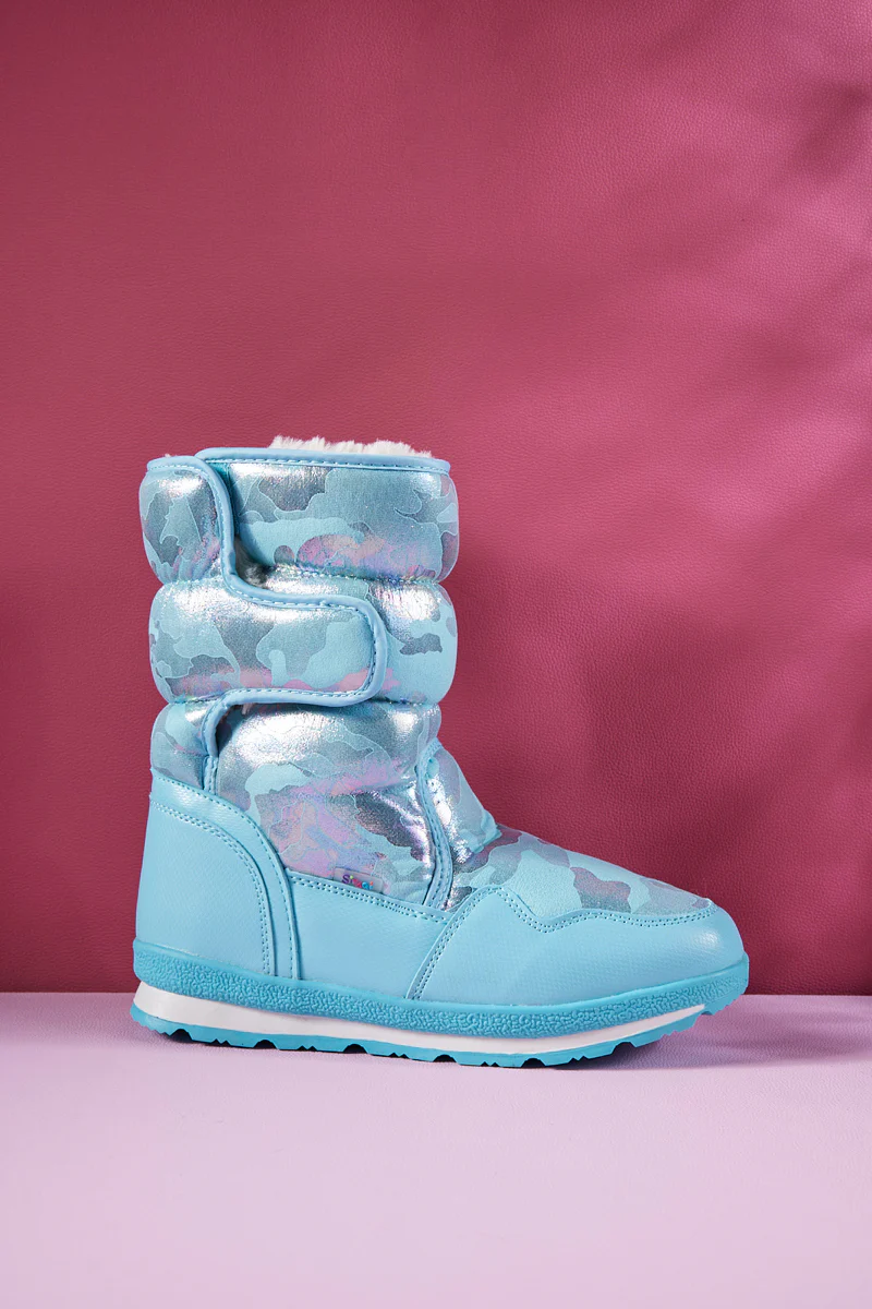 Frozen Princess | Alaska Camo Princess Water-Repellent Snow Boot - Turquoise - Image 9