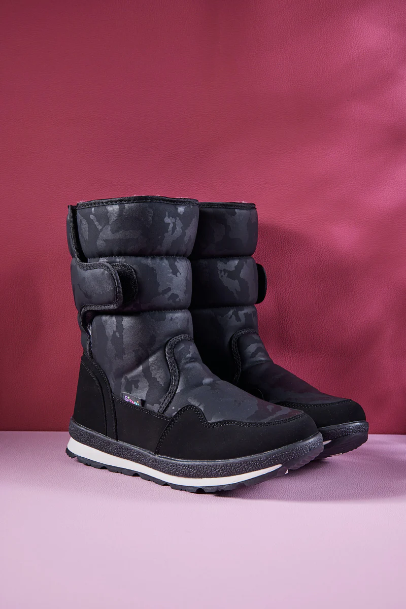 Frozen Princess | Alaska Camo Princess Water-Repellent Snow Boot - Black - Image 7