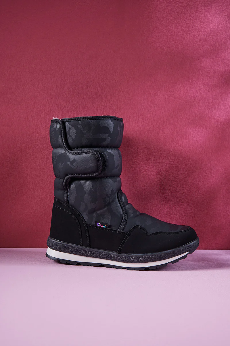 Frozen Princess | Alaska Camo Princess Water-Repellent Snow Boot - Black - Image 9