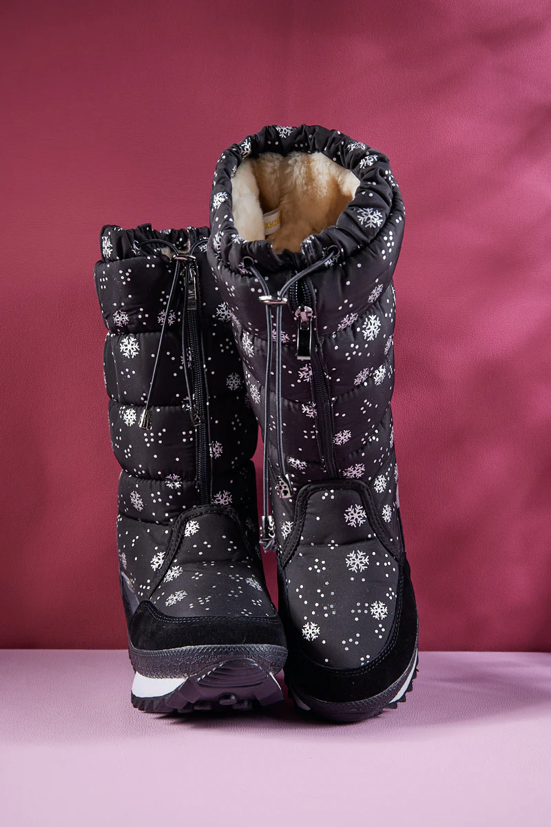 Frozen Princess | Snowing Kicker Water-Repellent Snow Boot - Black - Image 10
