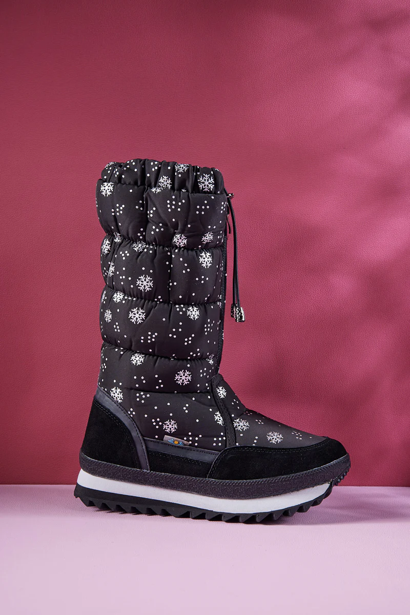 Frozen Princess | Snowing Kicker Water-Repellent Snow Boot - Black - Image 11