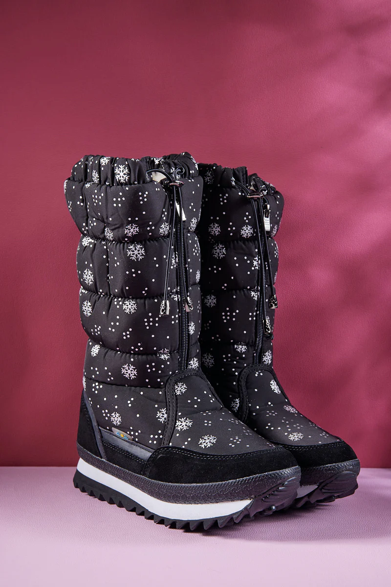 Frozen Princess | Snowing Kicker Water-Repellent Snow Boot - Black - Image 9