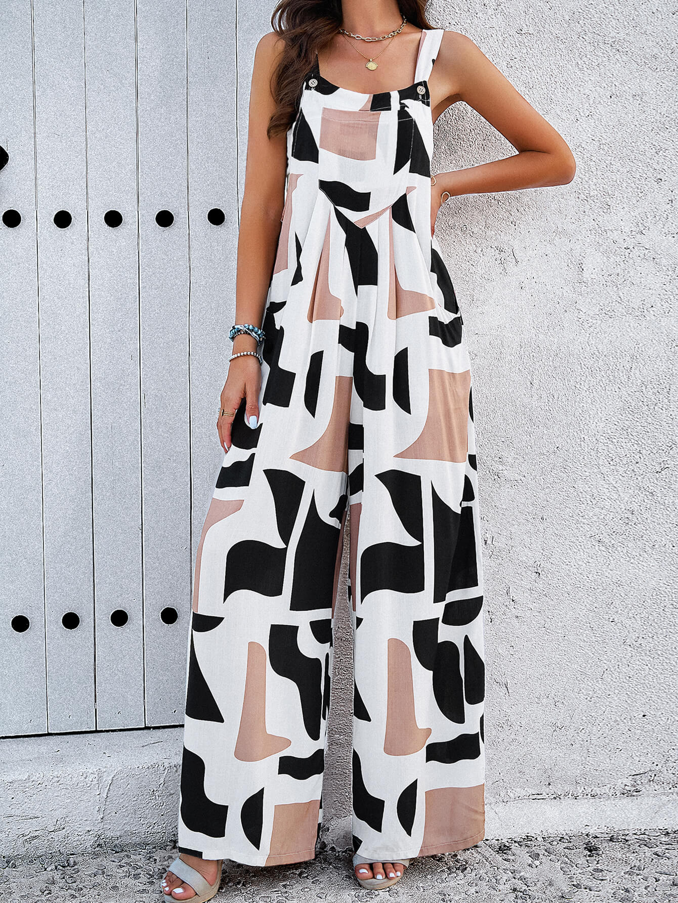Funky Female Printed Wide Leg Jumpsuit - Multi - Image 6