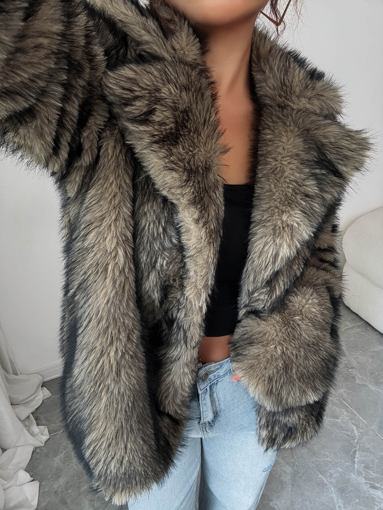 Fuzzy Feeling Faux Fur Coat - Image 3