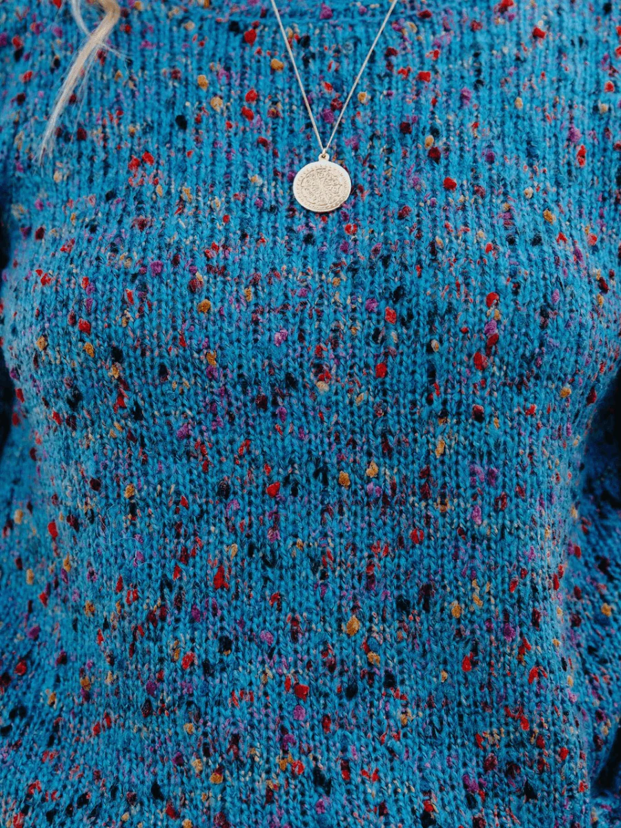 GAGA SHRUG SHOULDER KNIT TOP - BLUE - Image 7