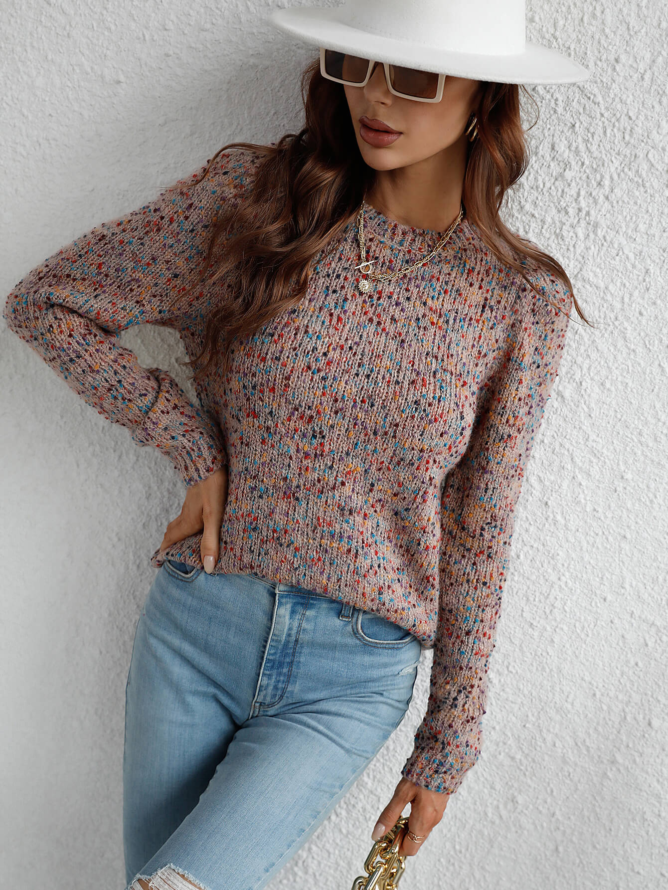 GAGA SHRUG SHOULDER KNIT TOP - NEUTRAL - Image 3