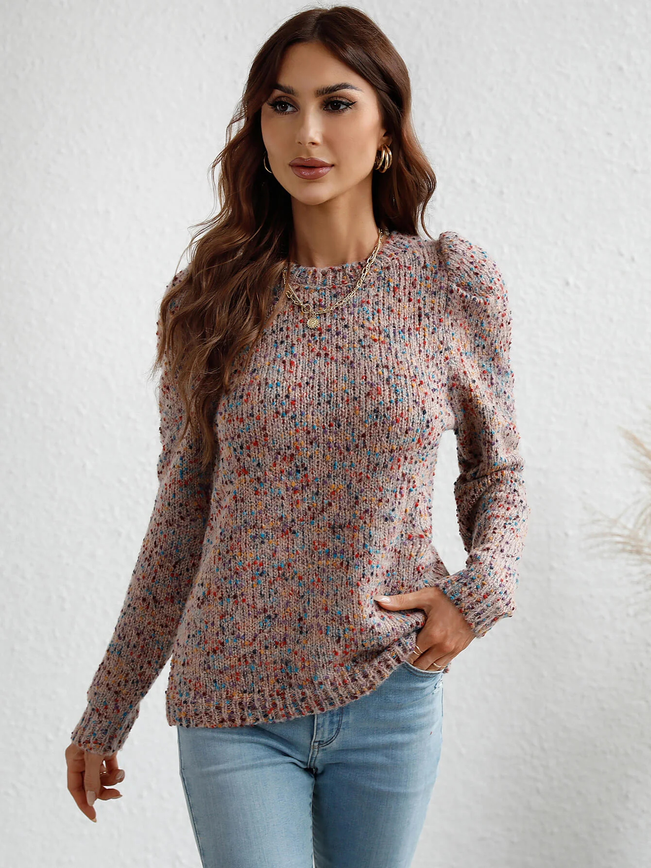 GAGA SHRUG SHOULDER KNIT TOP - NEUTRAL - Image 4