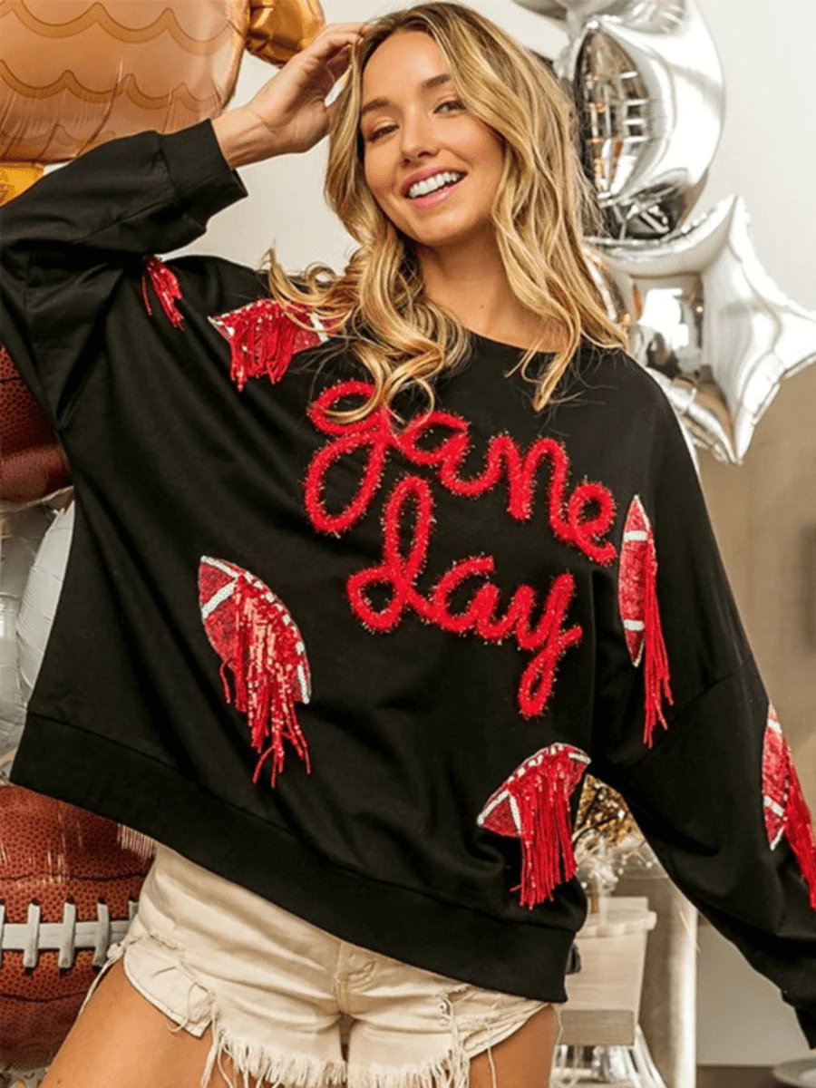 Game Day Super Bowl Sequins Sweater