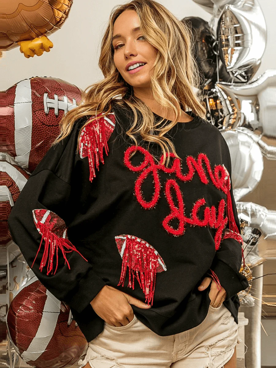 Game Day Super Bowl Sequins Sweater - Image 4