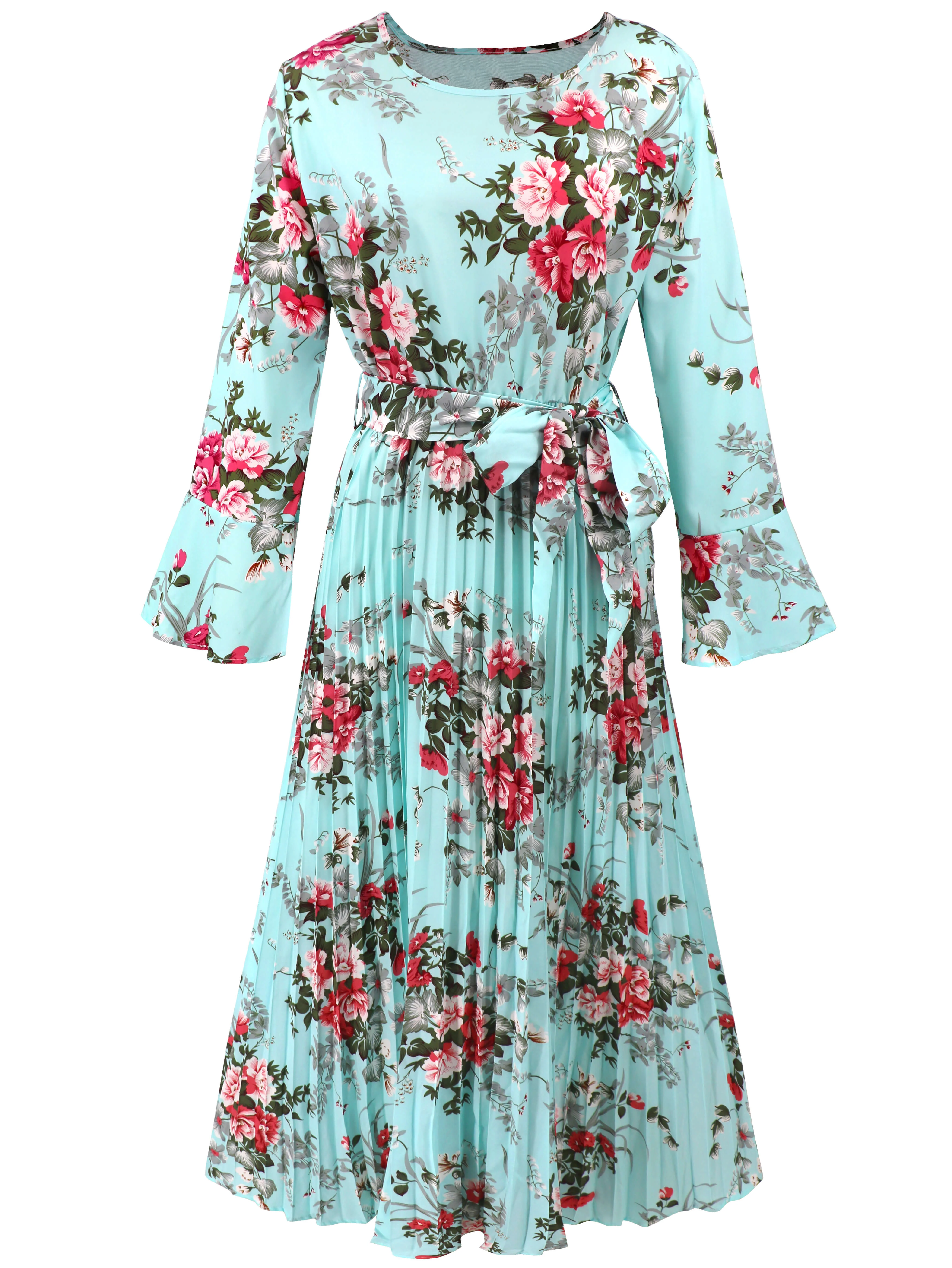Garden Romance Floral Plisse Maxi Dress - blue - Image 4