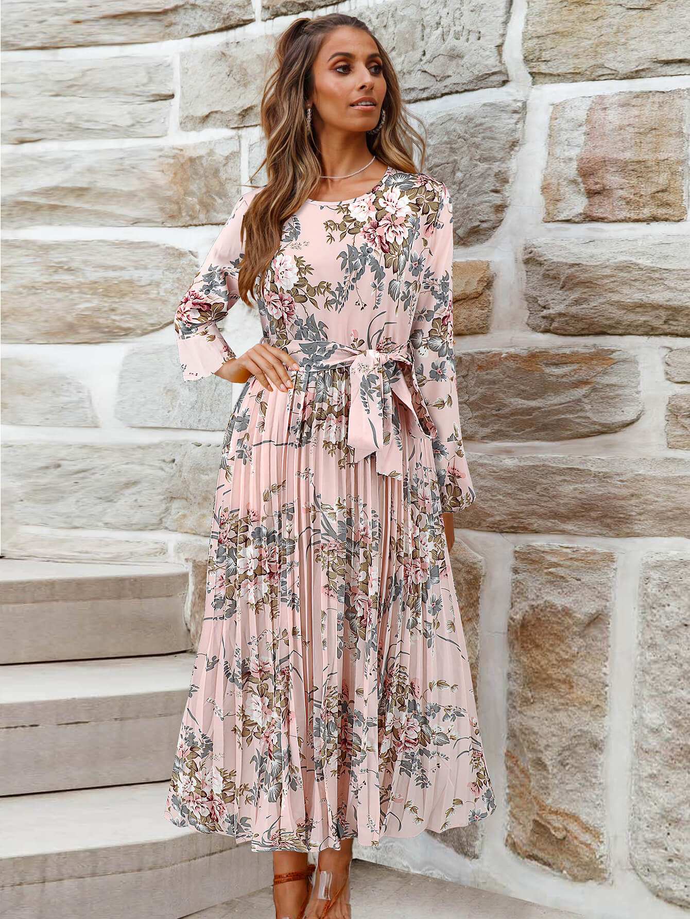 Garden Romance Floral Plisse Maxi Dress - pink - Image 2