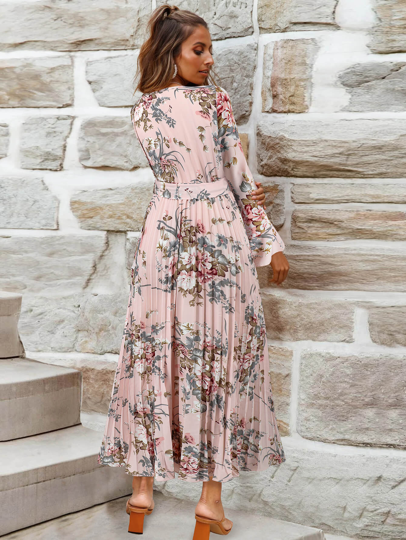 Garden Romance Floral Plisse Maxi Dress - pink - Image 3