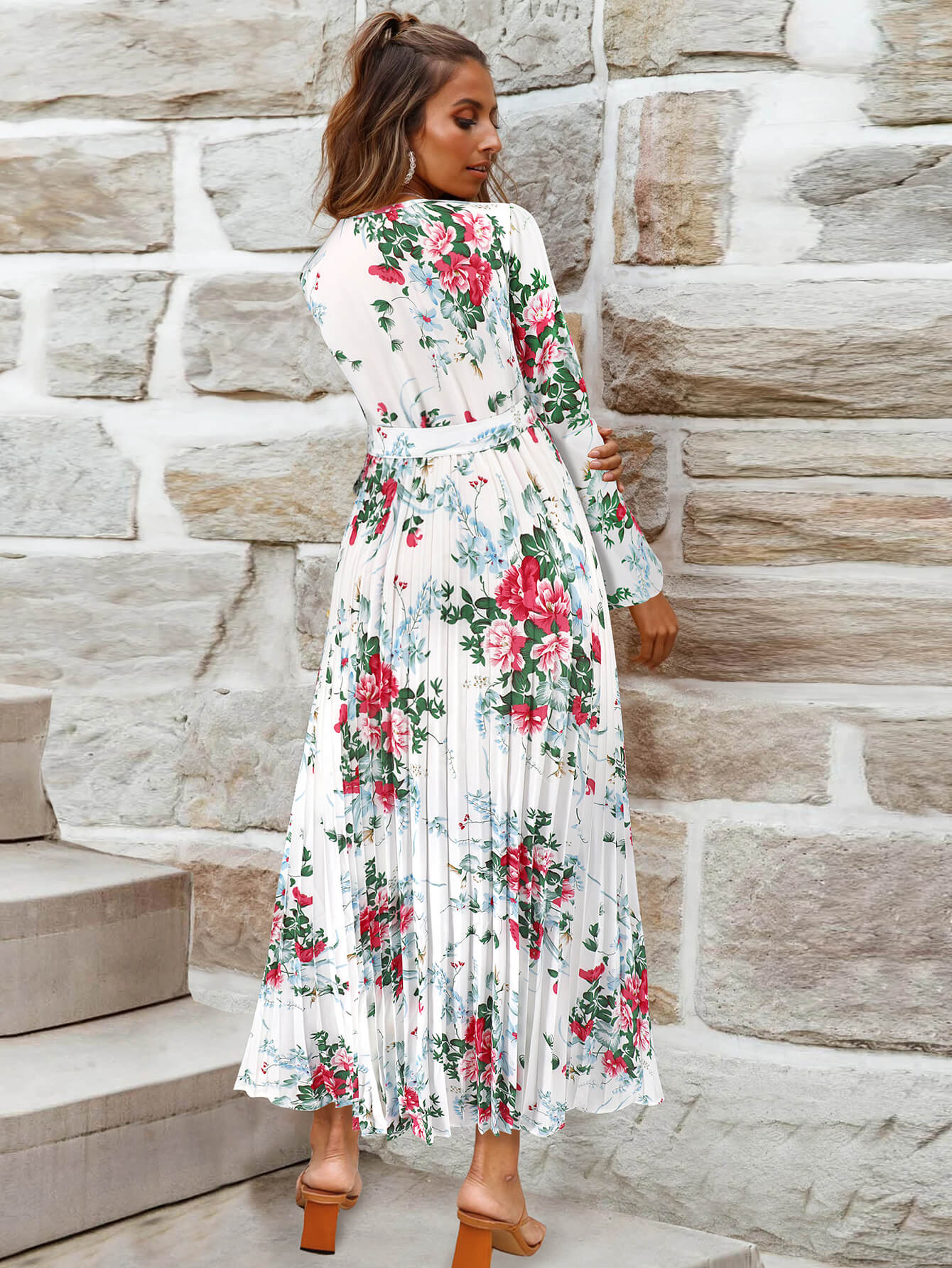 Garden Romance Floral Plisse Maxi Dress - white - Image 3