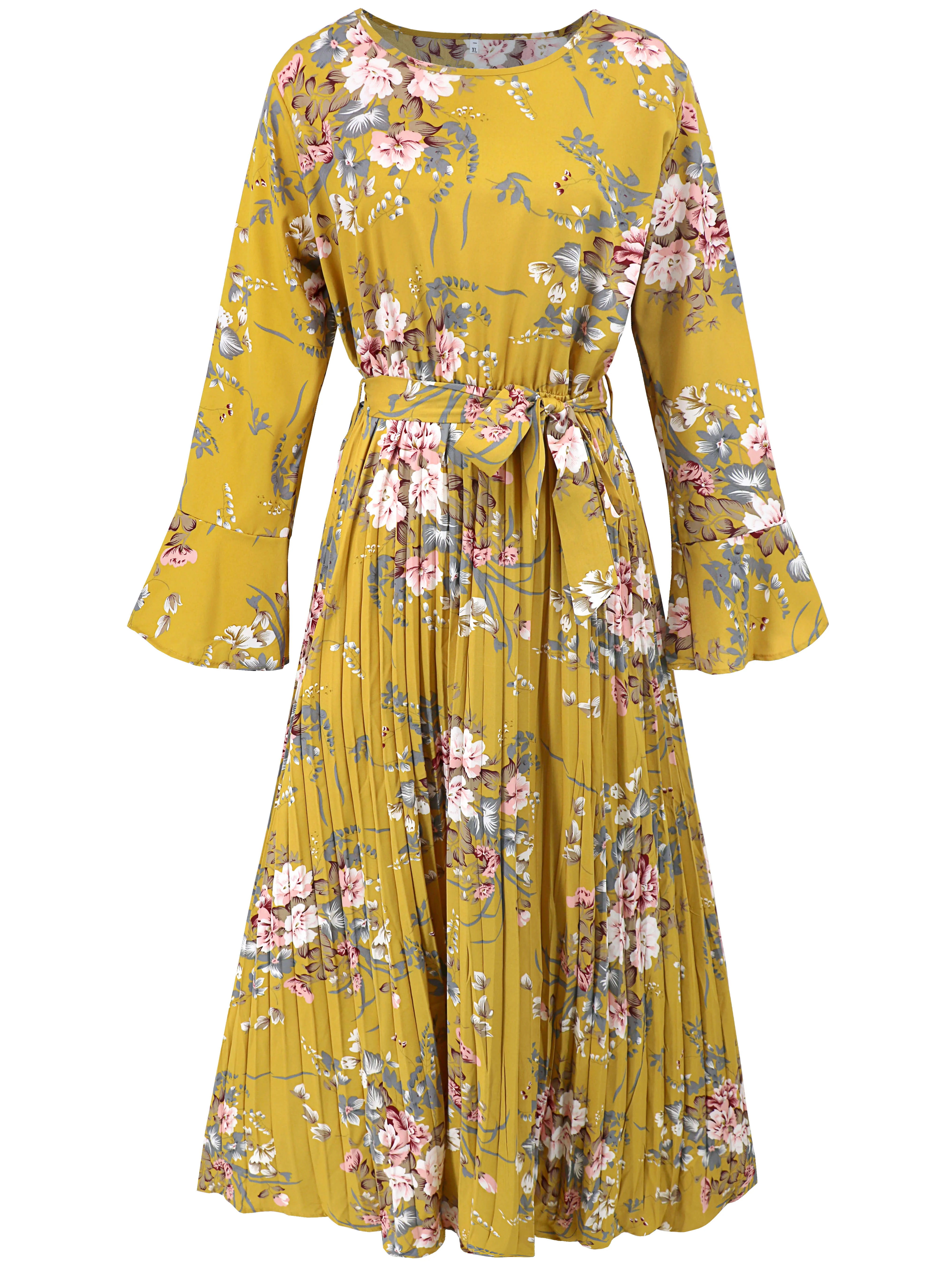 Garden Romance Floral Plisse Maxi Dress - yellow - Image 4