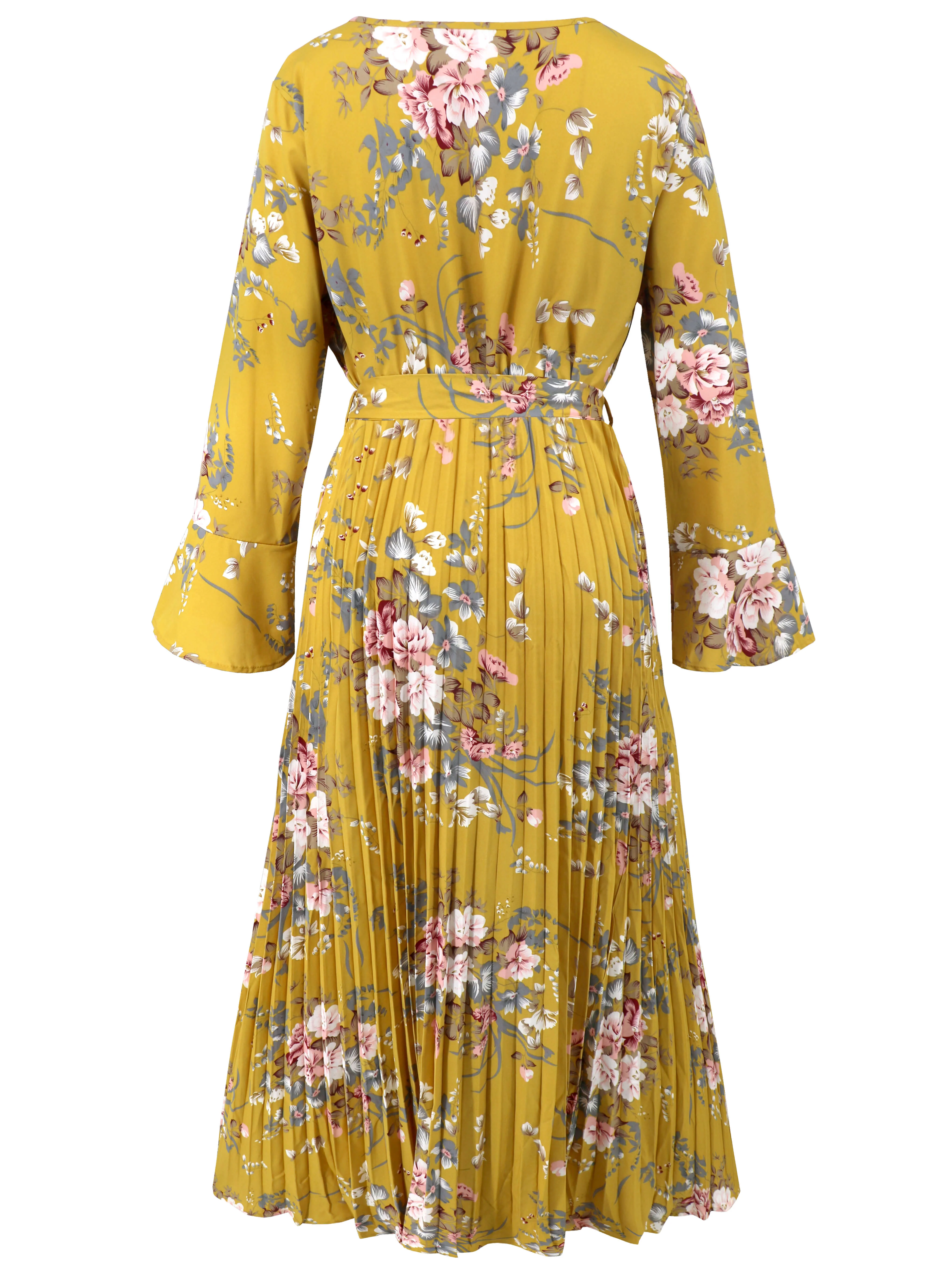Garden Romance Floral Plisse Maxi Dress - yellow - Image 5
