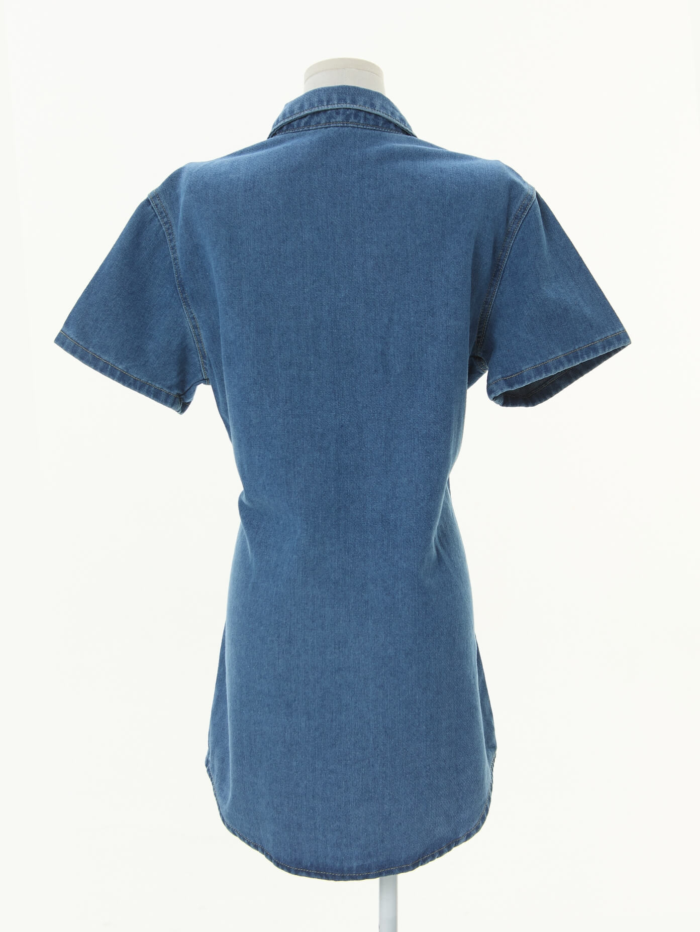 Garis Denim Boyfriend Shirt Dress - blue - Image 6