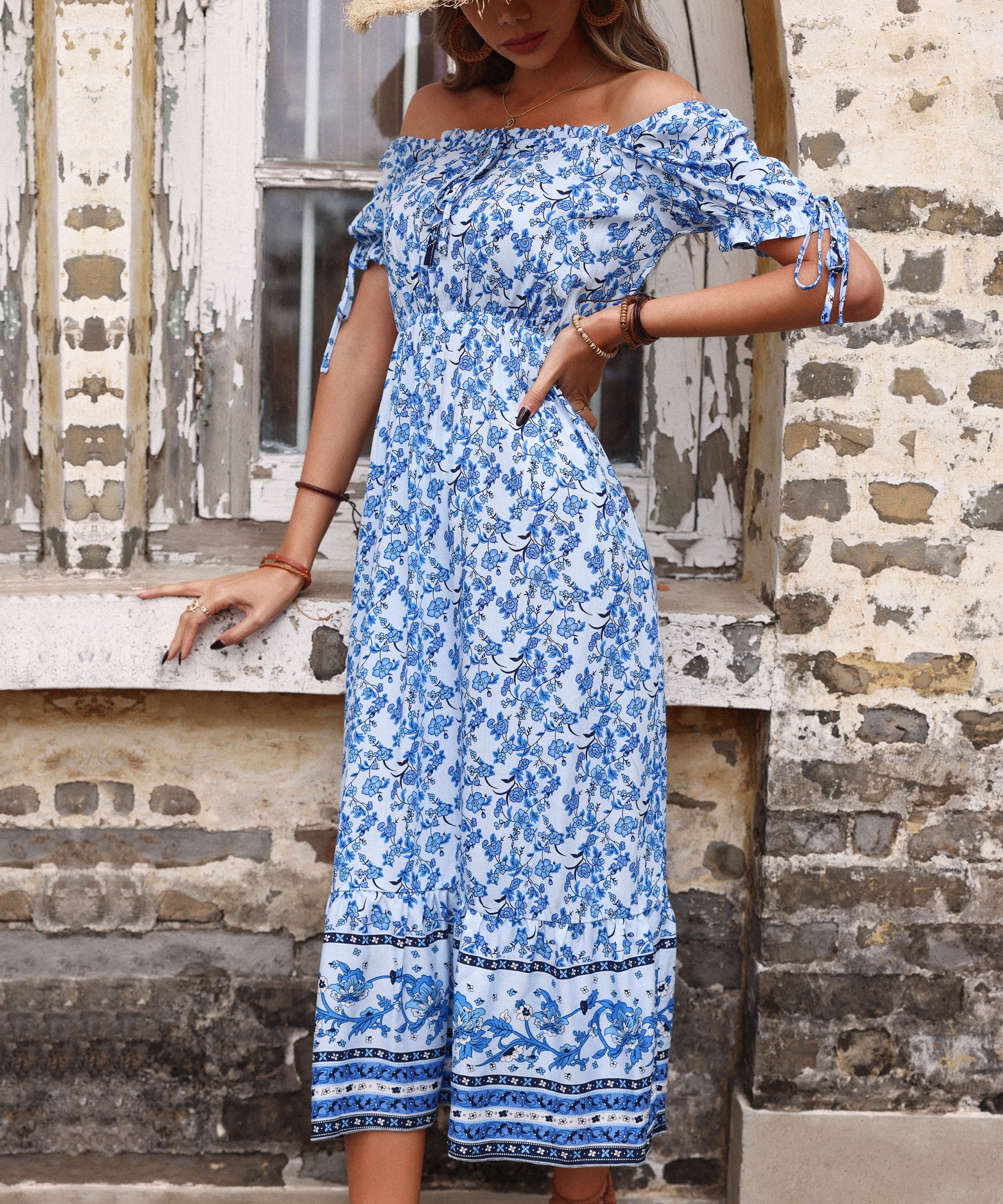 GENALO MAXI DRESS - PORCELAIN PRINT - Image 3