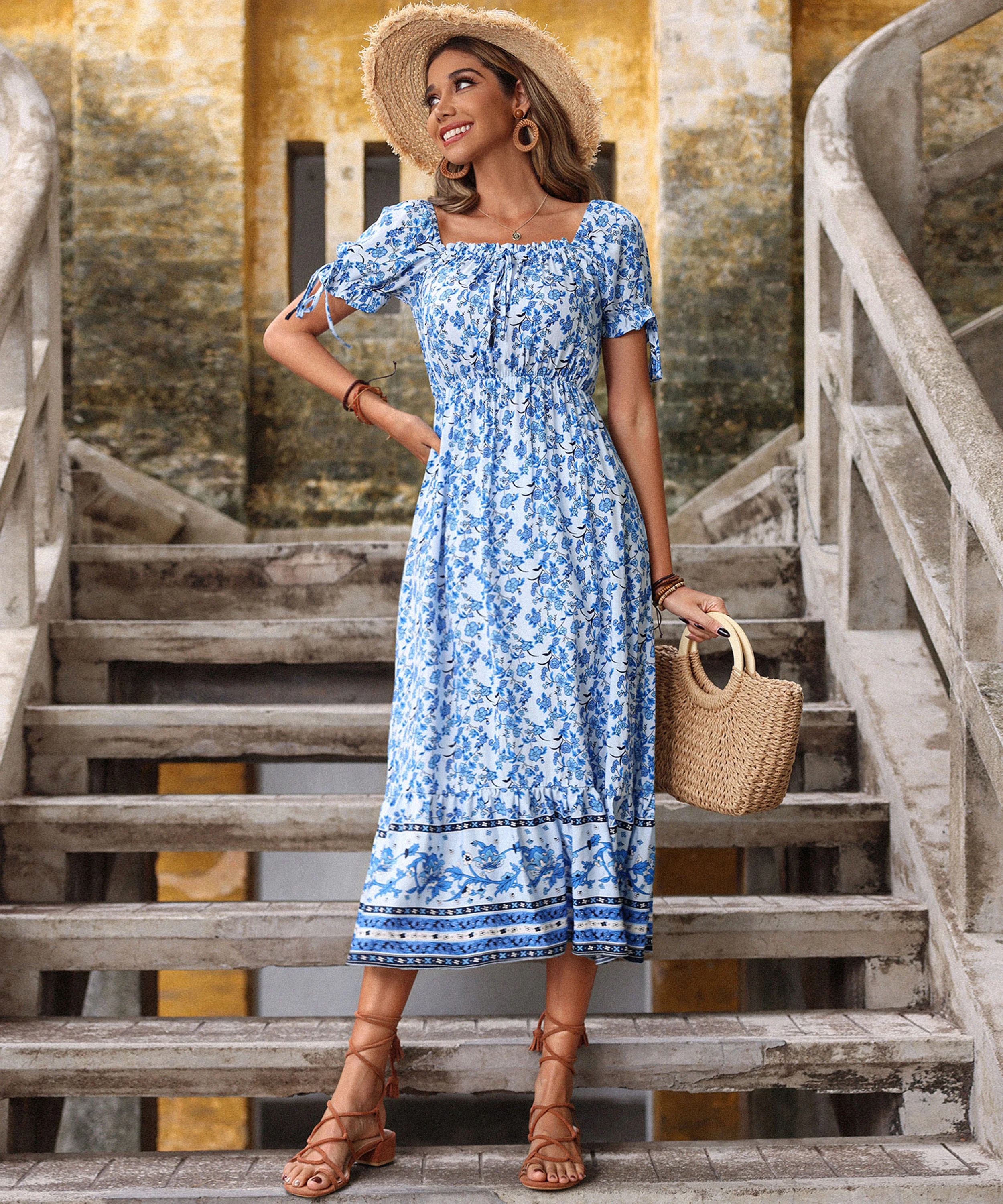 GENALO MAXI DRESS - PORCELAIN PRINT - Image 6