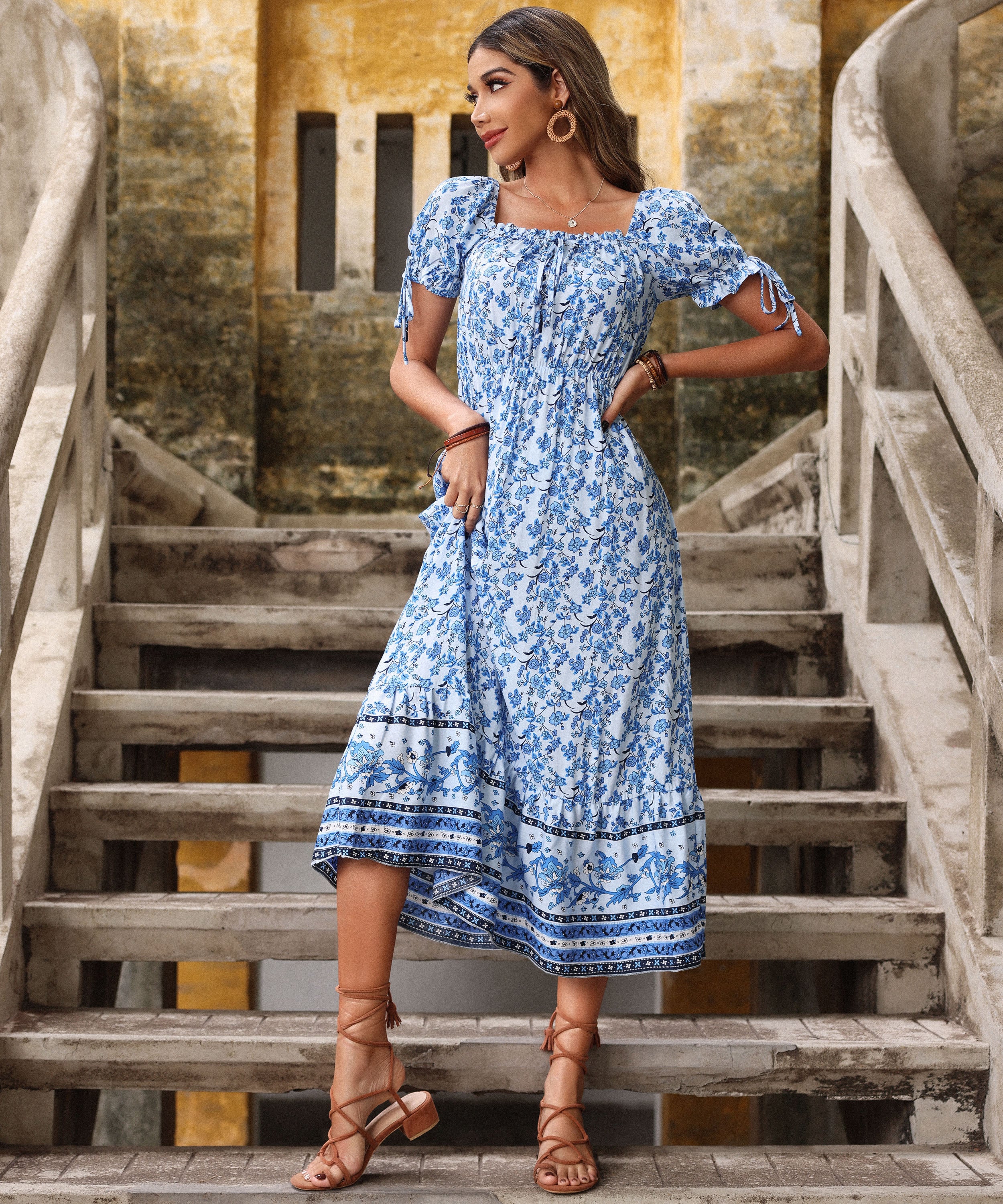 GENALO MAXI DRESS - PORCELAIN PRINT - Image 7