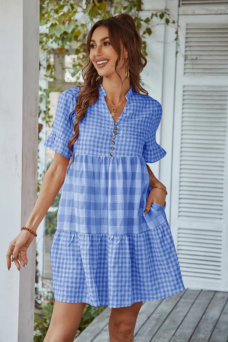 GENISTA French Doll Mini Dress - Blue - Image 3