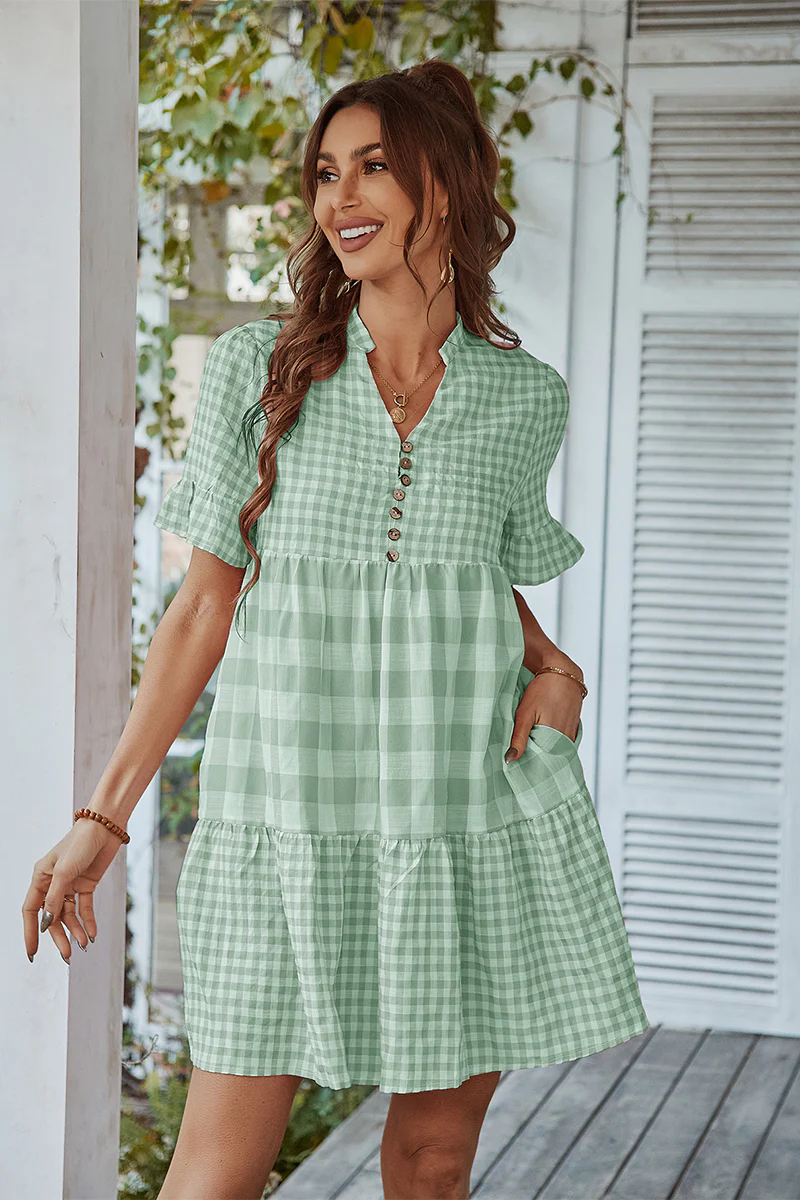 GENISTA French Doll Mini Dress - Green - Image 3
