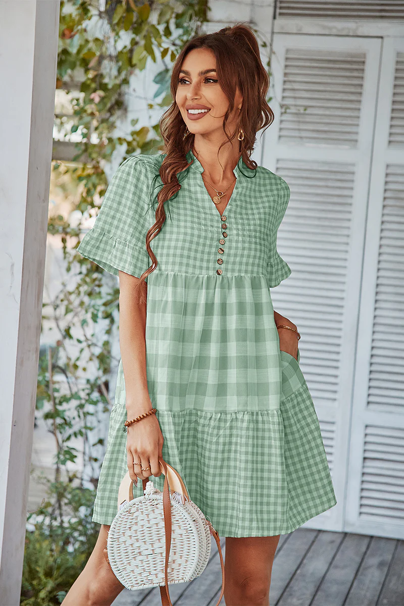 GENISTA French Doll Mini Dress - Green - Image 4