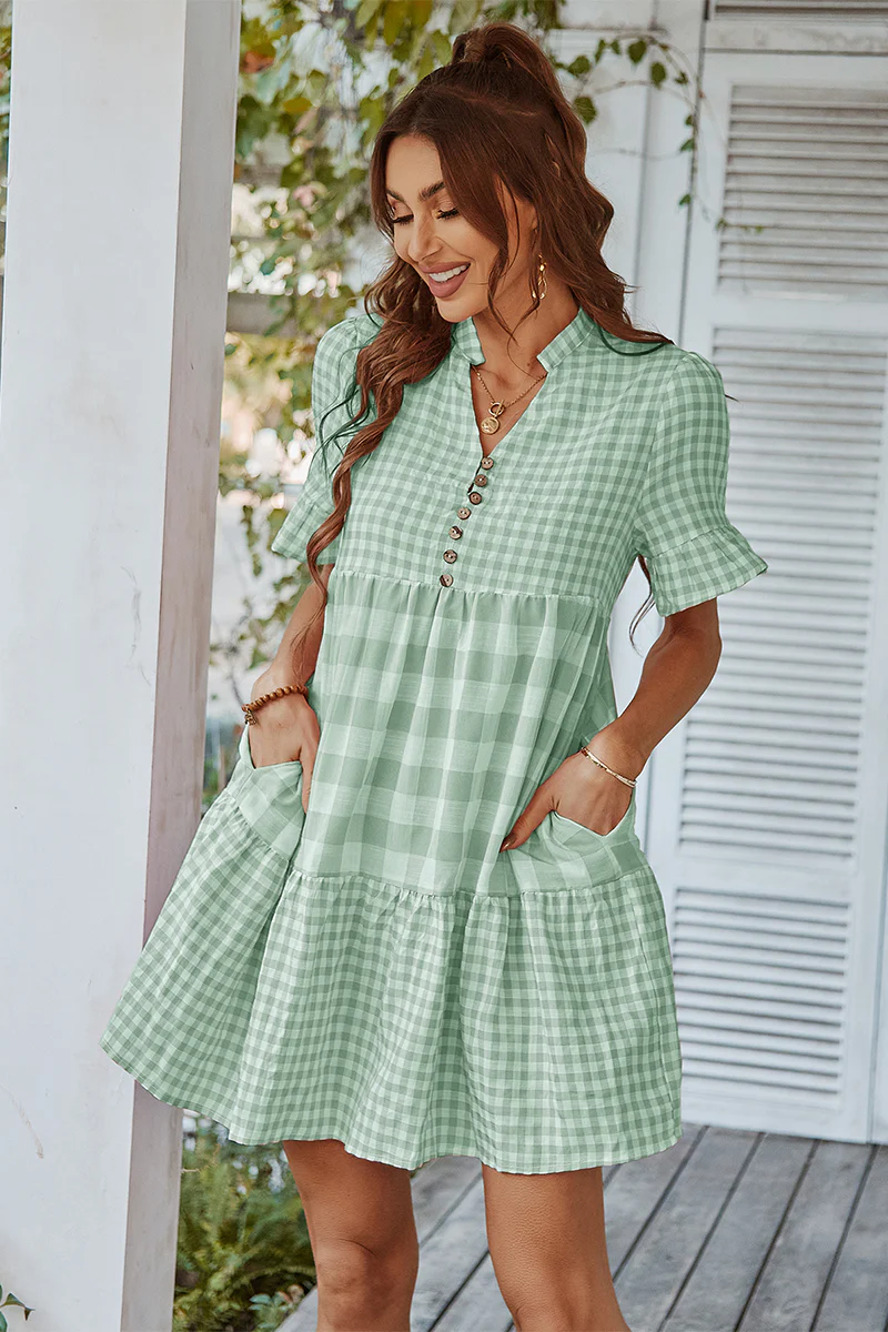 GENISTA French Doll Mini Dress - Green - Image 5