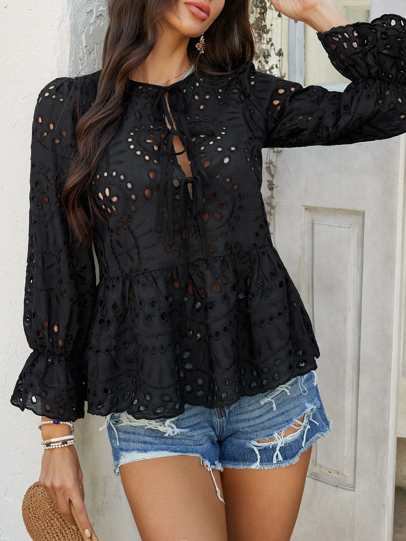 Girl Crush Perforated Lace Top - black - Image 2