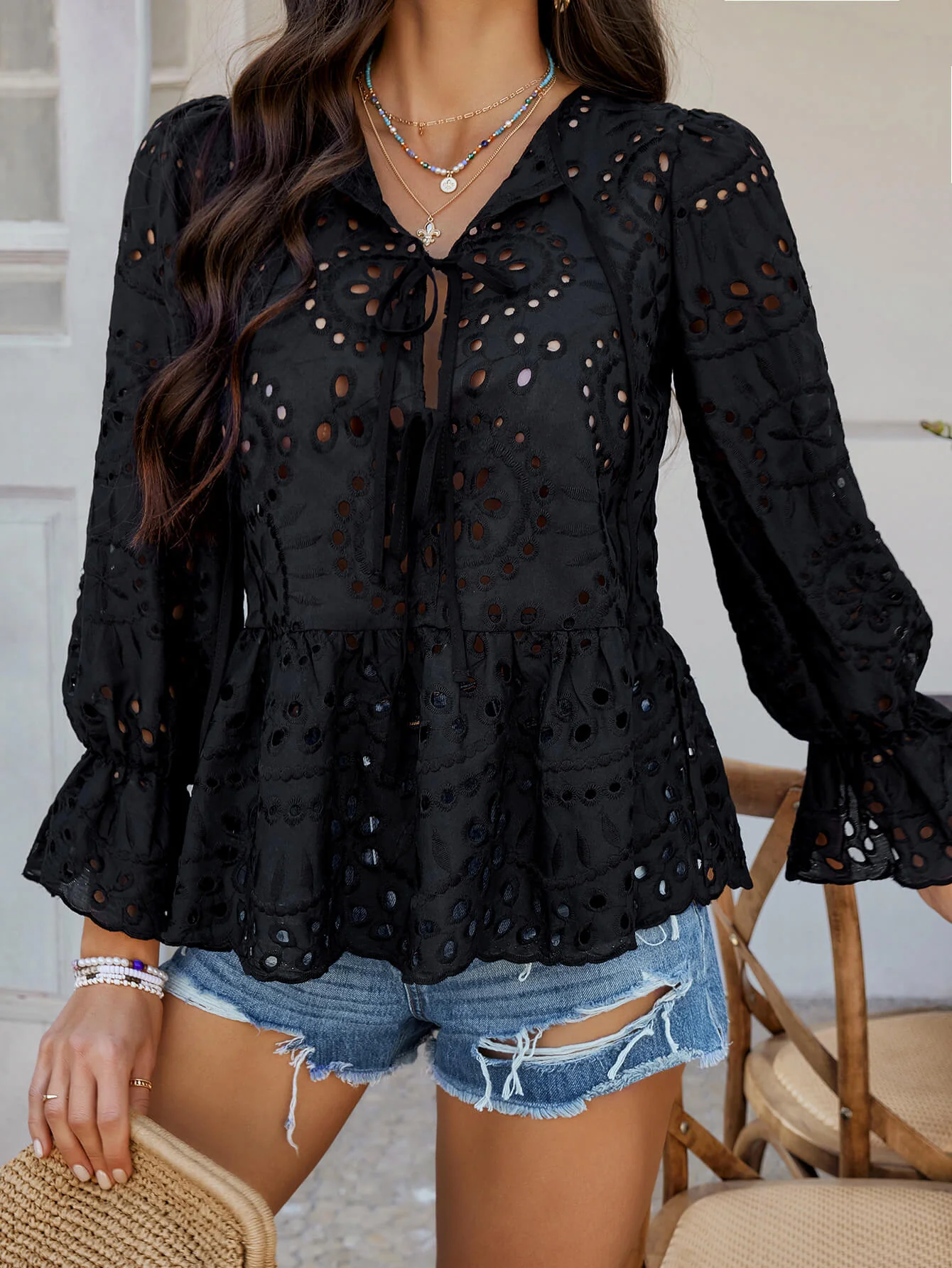 Girl Crush Perforated Lace Top - black - Image 3