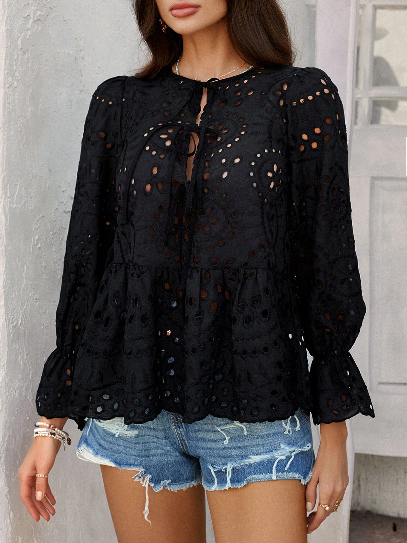 Girl Crush Perforated Lace Top - black - Image 5