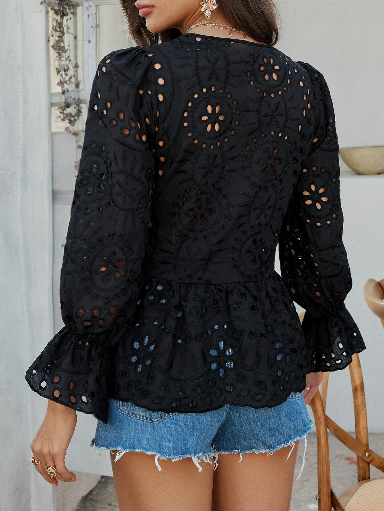 Girl Crush Perforated Lace Top - black - Image 6