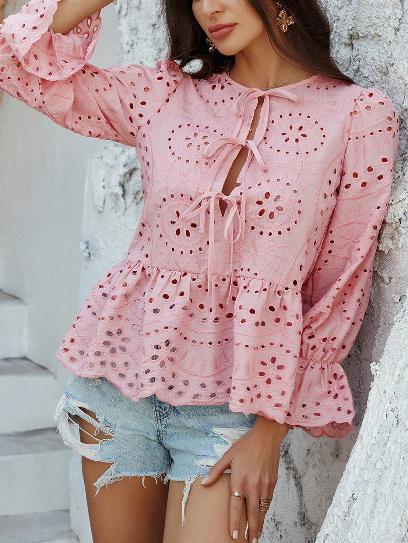 Girl Crush Perforated Lace Top - pink - Image 2